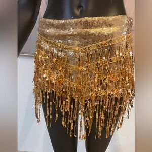 Beautiful Vintage Gold Sequins Fringed Tassel Shorts